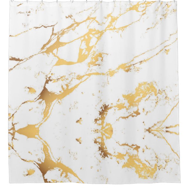 Gold White Marble AcrylicPainting The Abstract Art Shower Curtain (Front)