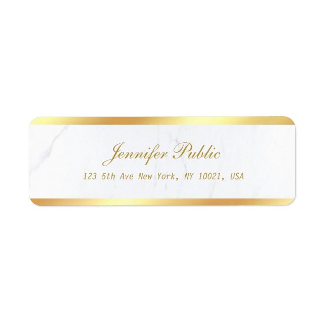 Gold White Marble Calligraphic Script Text Elegant (Front)