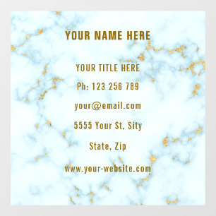 Gold White Marble Custom Text Company Window Cling