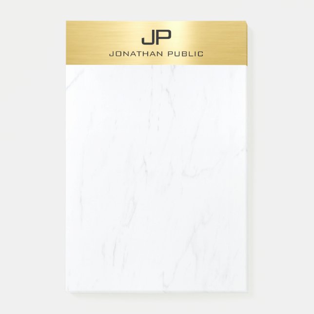 Gold White Marble Elegant Modern Template Trendy Post-it Notes (Front)