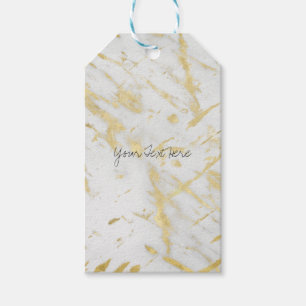 Gold & White Marble Glam Elegant Modern Custom Gift Tags
