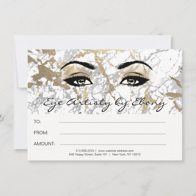 Gold White Marble Makeup Beauty Certificate Ebony2 (Front)