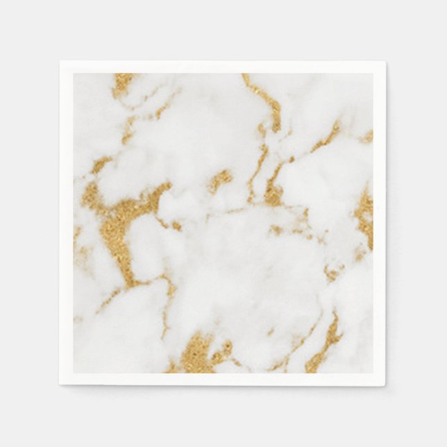 gold white marble Standard Cocktail Napkin (Front)