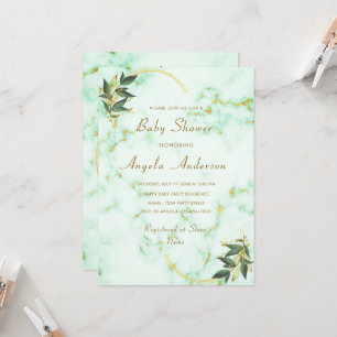Gold White Marble Stone Baby Shower Invitation