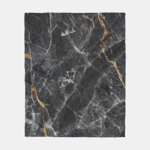 Gold White Marble Texture Design Fleece Blanket