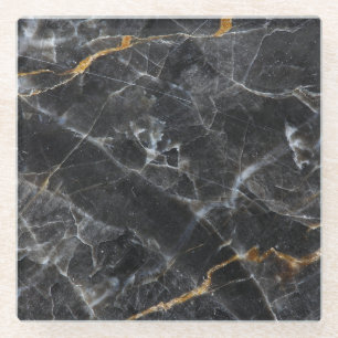 Gold White Marble Texture Design Glass Coaster