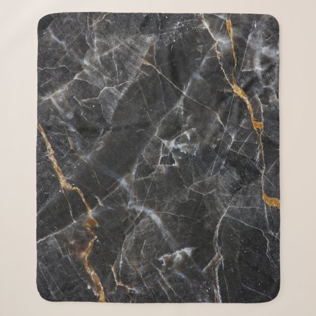 Gold White Marble Texture Design Sherpa Blanket (Front)