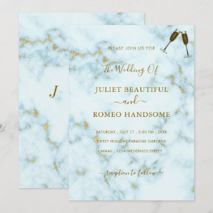 Gold White Marble Wedding Invitation Luxury Design