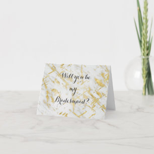 Gold & White Marble Will you be my Bridesmaid Invitation