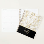 Gold & White Marble with Black Monogram Luxury Planner<br><div class="desc">Classic elegant luxury bathroom design featuring  gold & white  marble with monogram. The template has been set up so you just need to add your name to complete the design. Matching accessories in store .</div>