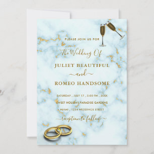 Gold White Marble Your QR Code Wedding Invitation