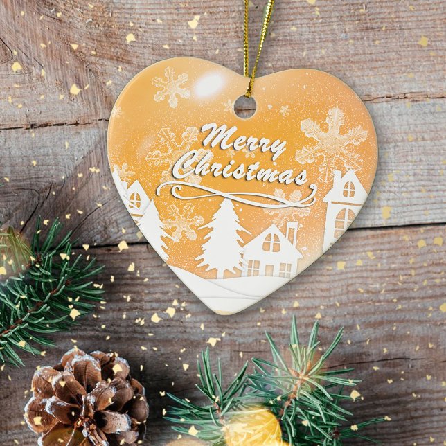 Gold White Merry Christmas Happy New Year Ceramic Tree Decoration (Creator Uploaded)