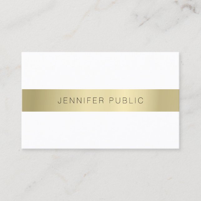 Gold White Minimal Design Elegant Modern Template Business Card (Front)