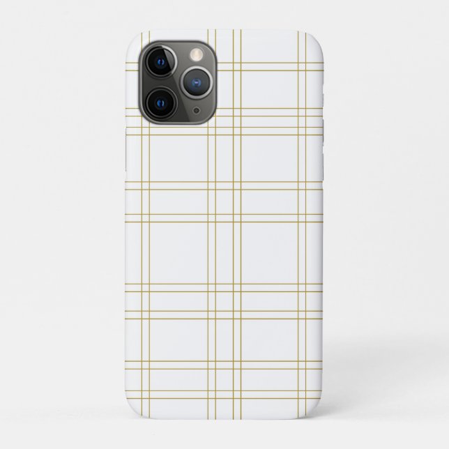 Gold & White Minimal Modern Plaid Clean Pattern Case-Mate iPhone Case (Back)