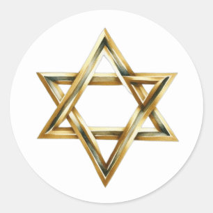Gold White Minimalist Star Of David Icon Clipart  Classic Round Sticker