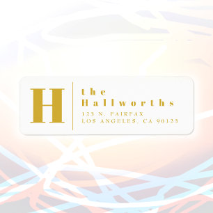 Gold & White   Modern Bold Return Address