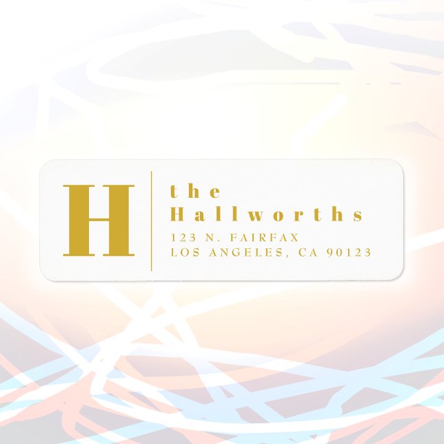 Gold & White | Modern Bold Return Address (Creator Uploaded)