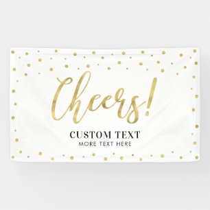 Gold & White Modern Cheers All Occasions Party Banner