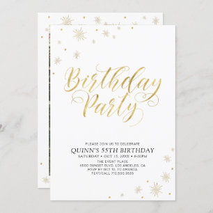 Gold & White   Modern Chic 55th Birthday Party Invitation