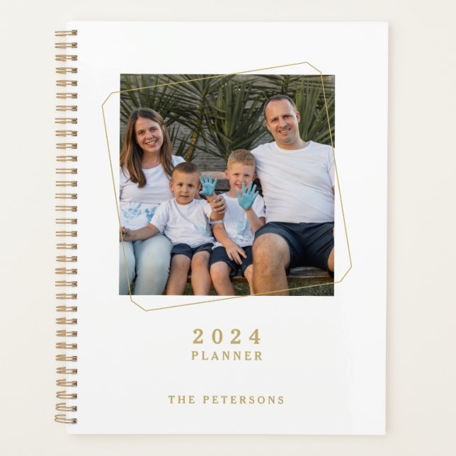 Gold White Modern Create Your Own Photo  Planner (Front)