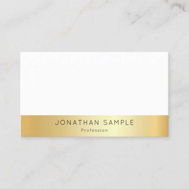Gold White Modern Elegant Simple Custom Template Business Card (Front)