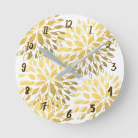 Gold & White Modern Floral Art Faux Foil Glam