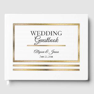 Gold   White Modern Simple Elegant Wedding Guest Book