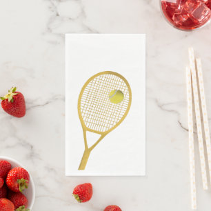 Gold White Modern Tennis Ball White Racket  Napkin