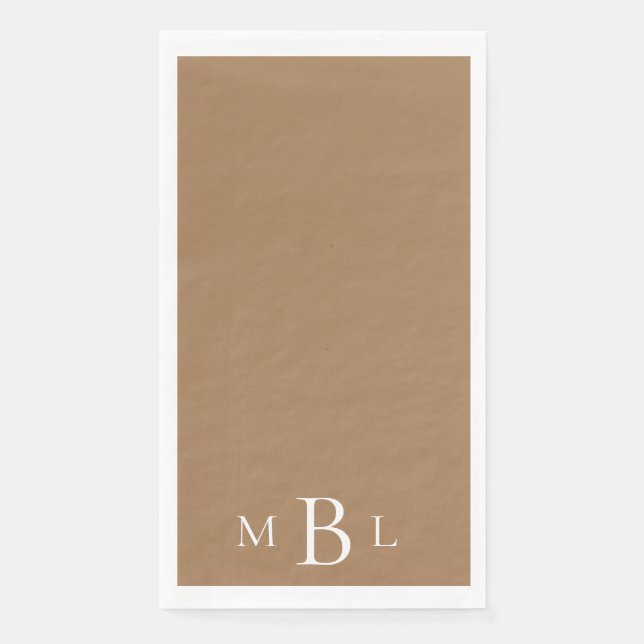 Gold White Monogram Elegant Wedding  Napkin (Front)