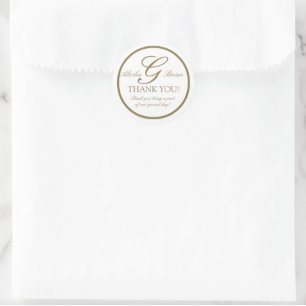 Gold White Monogram G Wedding Favour Stickers