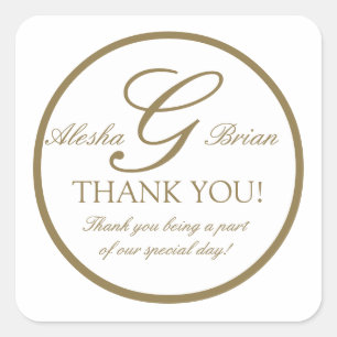 Gold White Monogram G Wedding Favour Stickers