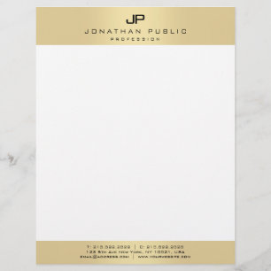 Gold White Monogram Modern Template Personalised Custom Letterhead
