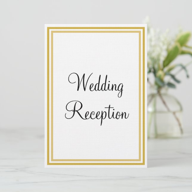 Gold White Monogram Wedding Reception Invitation (Standing Front)