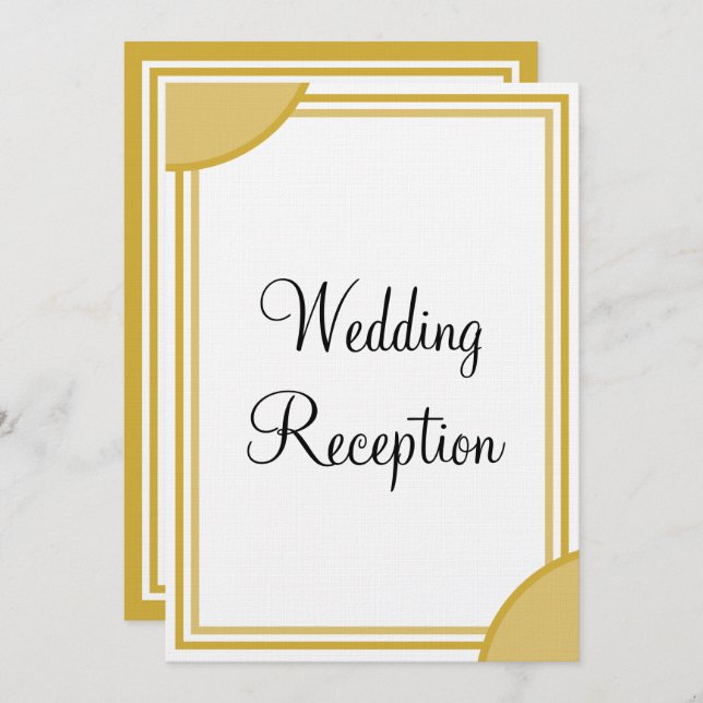 Gold White Monogram Wedding Reception Invitation (Front/Back)