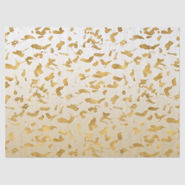 Gold White Ombre Animal Print Tissue Paper (Front)