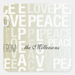 Gold White Ombre Love Peace Gift Tag