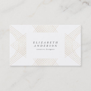 Gold White Oval Geometric Art Deco Gatsby Business Card