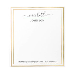 Gold White Personalised Name From The Desk Of Notepad