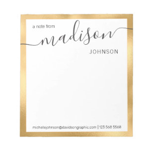 Gold White Personalised Name From The Desk Of Notepad