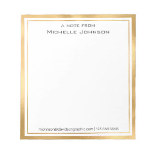 Gold White Personalised Name From The Desk Of Notepad