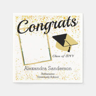 Gold White Photo graduation class of 2022 Napkin