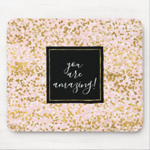 Gold White Pink Confetti Mouse Mat