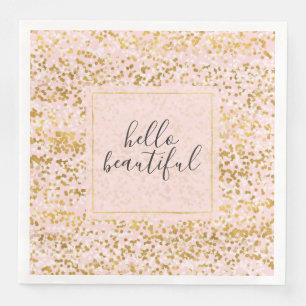 Gold White Pink Confetti Napkin