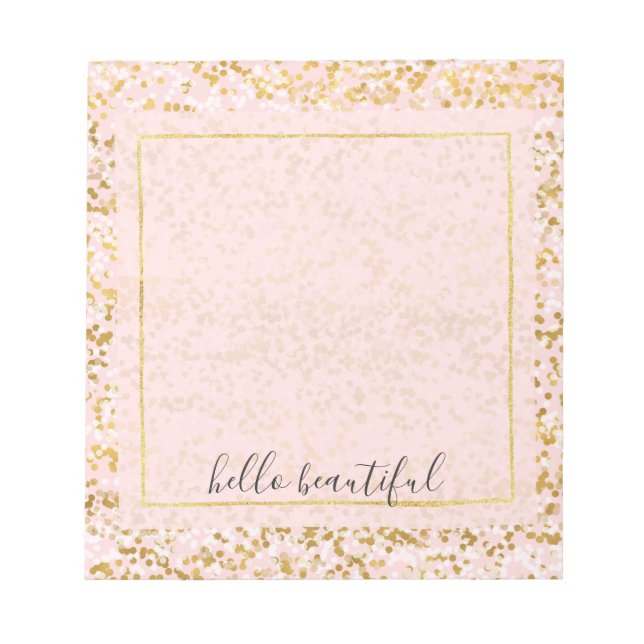 Gold White Pink Confetti Notepad (Front)
