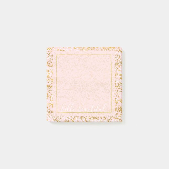 Gold White Pink Confetti Post-it Notes (Front)