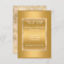 Gold White Pink Lace Simple All Occassion RSVP