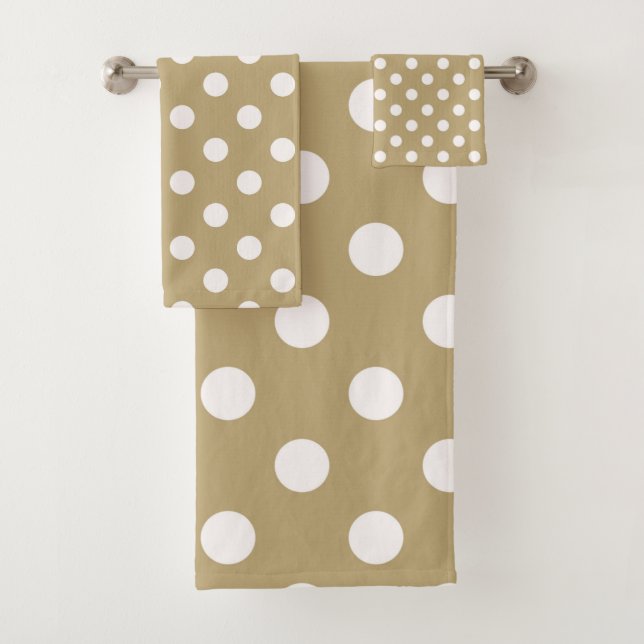 Gold & White Polka Dots Dot Bath Towel Set (Insitu)