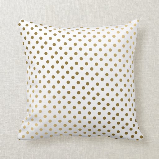 Image of Gold & White Polka Dots Modern Geometric Pattern Cushion