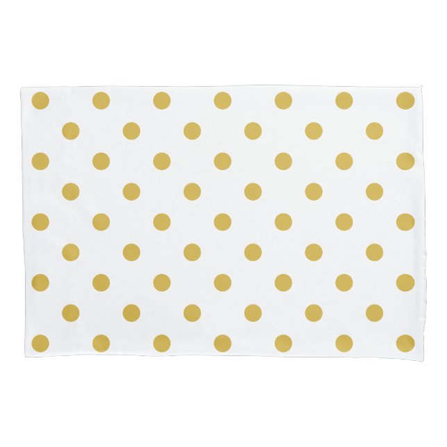 Gold White Polka Dots Pattern Pillowcase (Front)