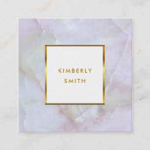 Gold white quarts gemstone professional square business card